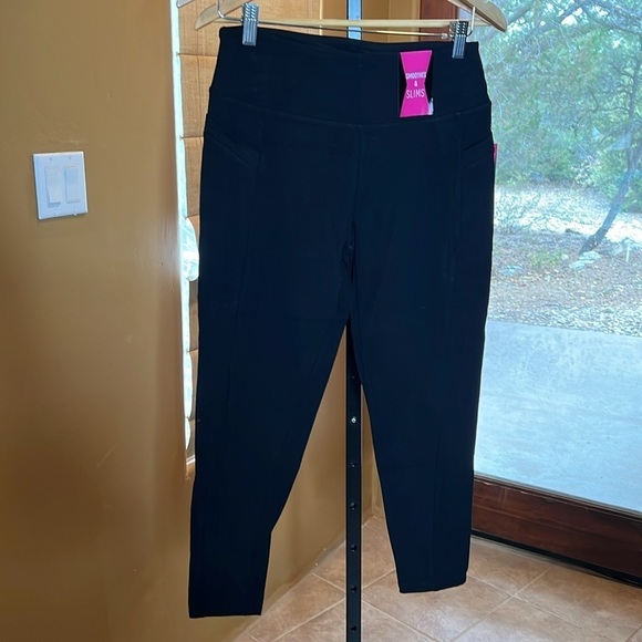 NWT Teez-Her Tummy Control Black High Waist Pull-On Leggings Cotton Sz Medium - Picture 4 of 11
